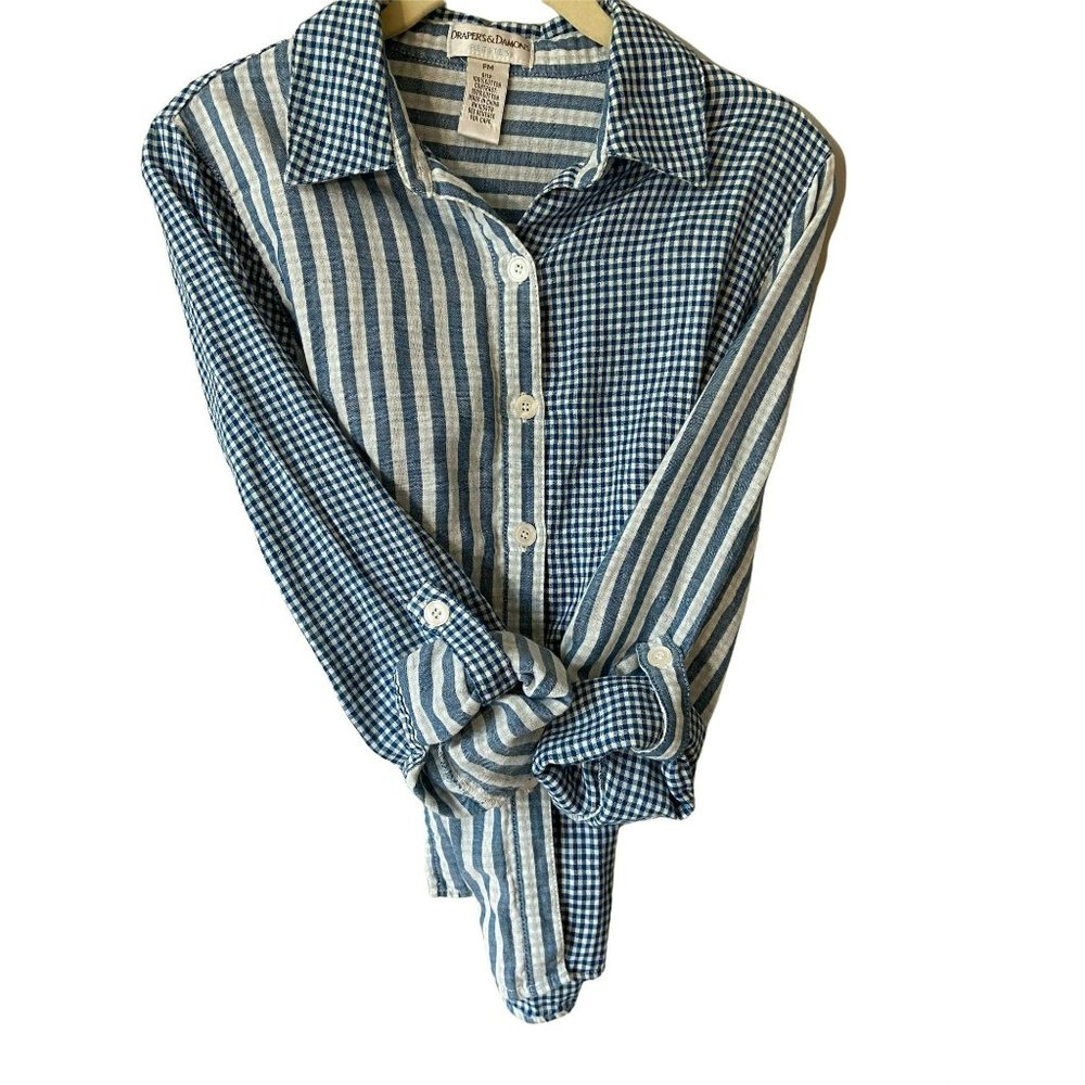 Petite Shirt Draper's & Damons Women's Medium Blue White